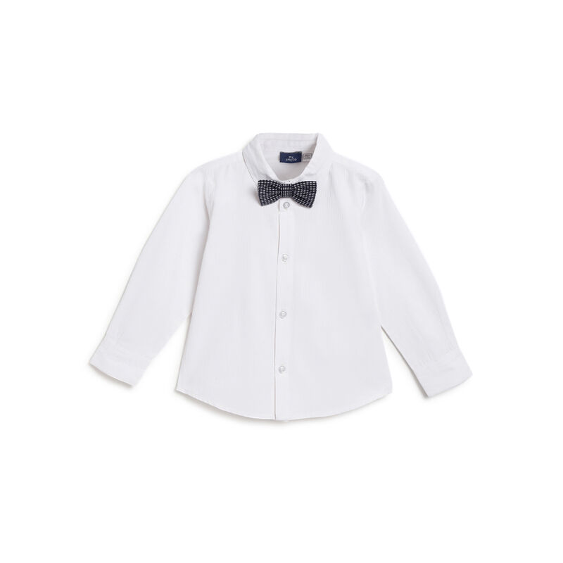 Boys White Solid Long Sleeve Shirt image number 0